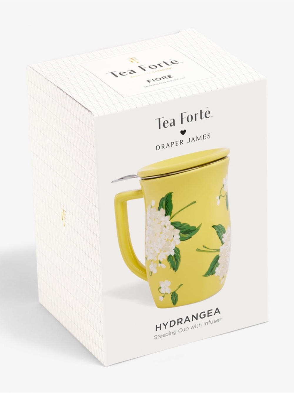 Tea Forte Draper James Hydrangea Yellow Steeping Cup with Infuser - Picture 6 of 6